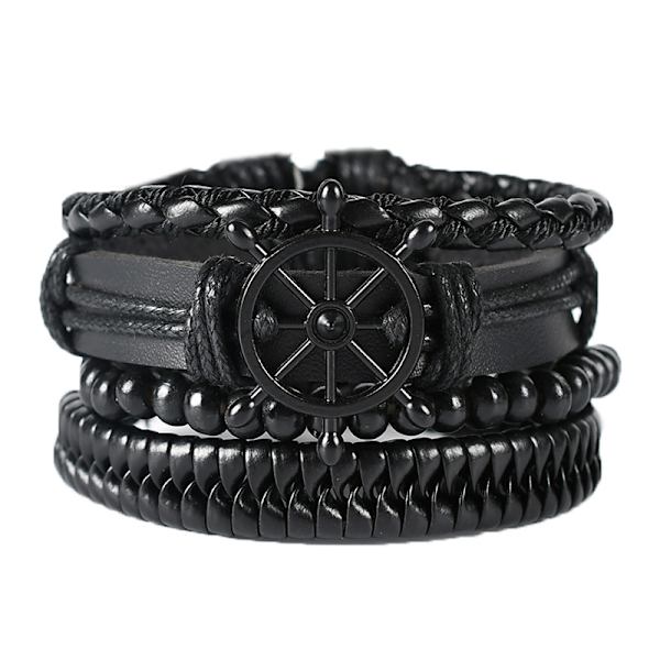 4 st läderarmband för män och kvinnor, flätade manschettarmband