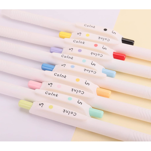 0,5 mm Fine Tip Farve Gel Penne, Soft Touch, Retractable Hvid Wri