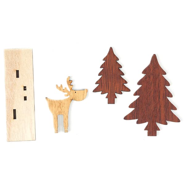 2 st trä älg julgran DIY dekorationer kreativa pussel A