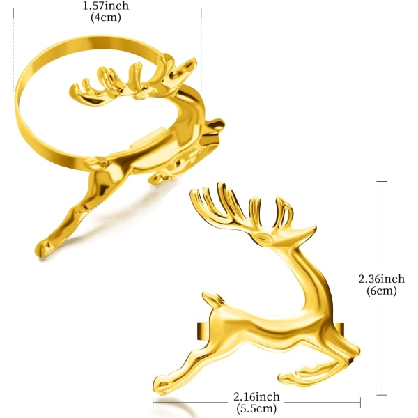 Jul servettringar Set med 12 guld hjort servettringar för Dini