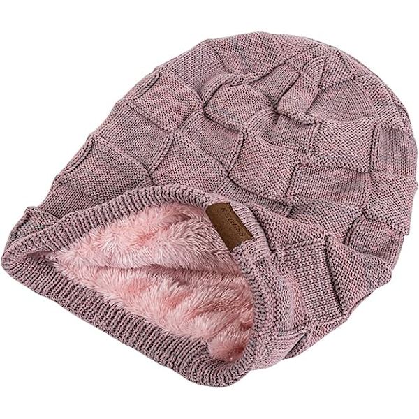 Høst og vinter fleece strikket lue, fasjonabel varm genser h