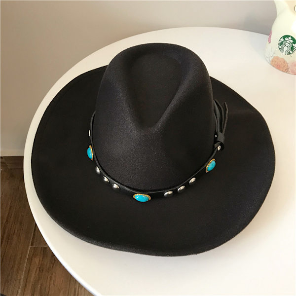 Moderne dame western cowboyhat med rullet kant filt ko