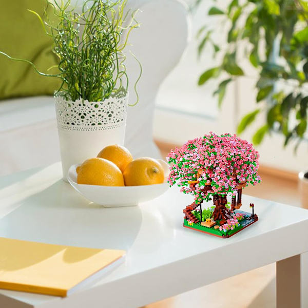 Mini Bonsai Cherry Blossom Tree Byggklossar Set, Sakura Bota