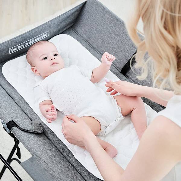 Set med 3 st, skötbordsunderlägg, hudvänliga, bambu-bomull