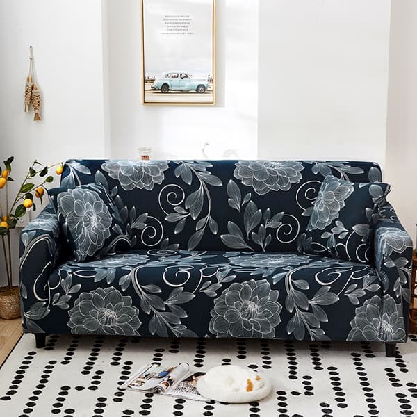 Stretch Soffaöverdrag Tryckt Soffaöverdrag Fåtöljöverdrag för Soffor Elastiskt Universal Möbelskydd med Kuddfodral - Stil 19 Large