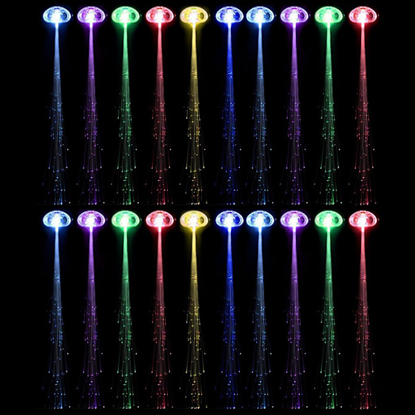 20 LED-hårklemmer, fiberoptiske hårklemmer til festartikler, ba