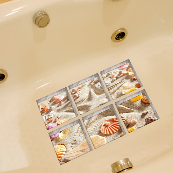 6 kappaletta 3D-seinätarraa Imitaatio Stereo Bathtub Tarra Ranta