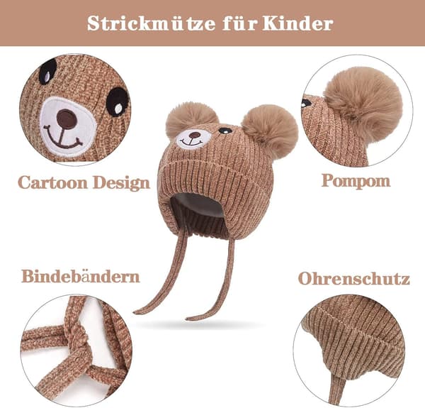 Baby strikket hue til efterår og vinter - sød hue med øreklapper