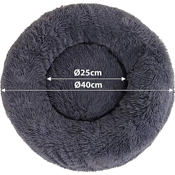 (S) 40 cm Ø Mørkegrå Rund Kurv Hunde Pude Kat Kurv Donut