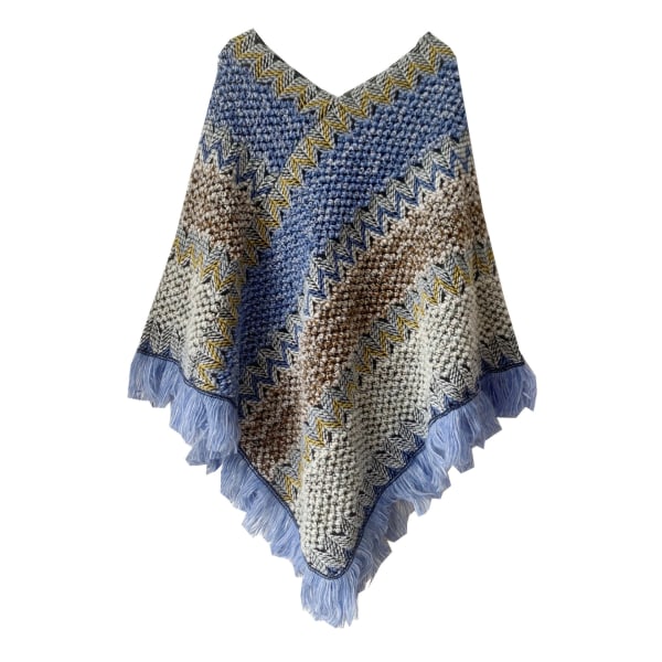 Naisten ponchot, naisten ponchot ja huivit Talvi Retro Tyylisuuntainen Poncho Huivi Naisille - Sininen-ruskea