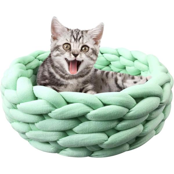 Puuvillasta neulottu lemmikkieläinten pedin kori lämmin neulottu kissan pesä Cozy Cuddle