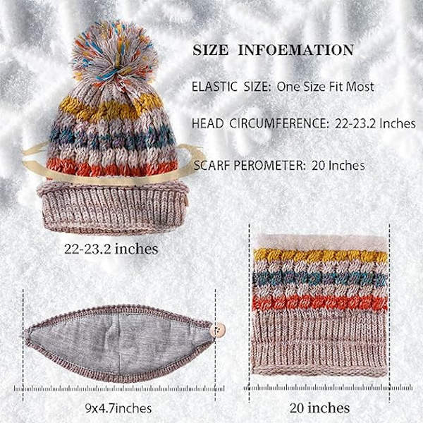 Dam vintermössa halsduk mask 3 i 1 fodrad fleece stickad varm bea