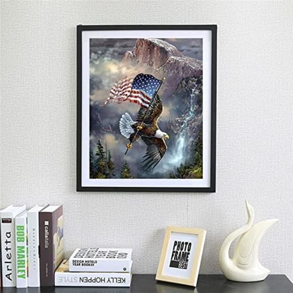 5D DIY Aikuisille ja lapsille Timanttimaalaussetti Kotka Amerikan lippu Täydellinen