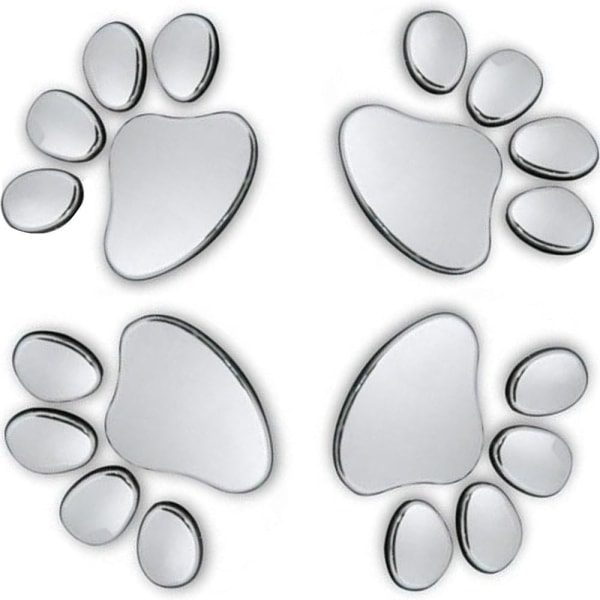 4 st 3D Chrome Dog Paw Footprint Bildekal, Billogodekal Dec