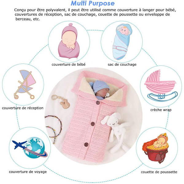 Vinter Baby Sovepose Strikket Bomull Unisex Jente Gutt Sove