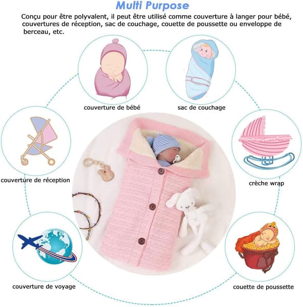 Vinter Babysovsäck Stickad Bomull Unisex Flicka Pojke Sovande