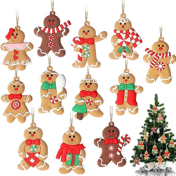 14-pack pepparkaksgubbe-prydnader för julgransdekorationer