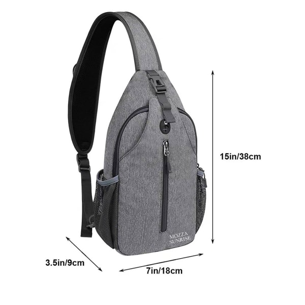 Crossbody Sling Rygsæk Sling Taske Rejse Vandreture Brysttaske Dagrygsæk (Sort)