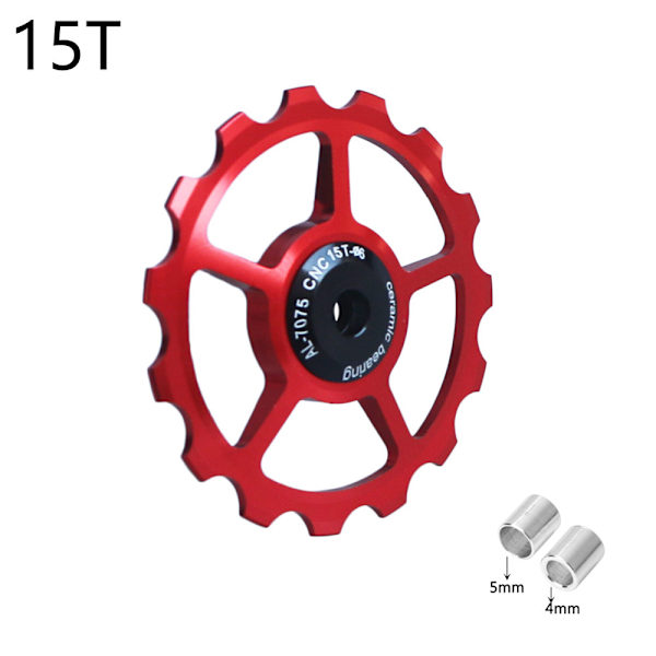 Växelhjul i aluminiumlegering för cykel, 10-17T, för mountainbike, hjul, lageruppsättning, reservdelar - röd 15T