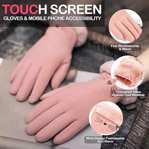 Dame vinterhandsker, touch screen cashmere snehandsker vinter