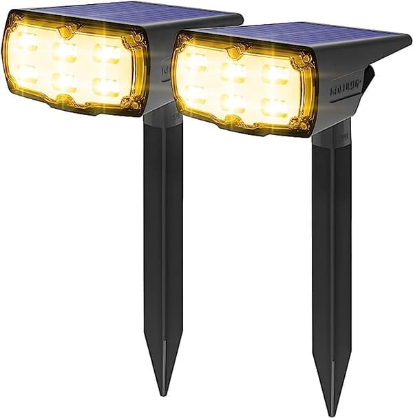 50 LED 2PCS Utendørs Solcelle Spotlight, IP67 Vanntett Solcellelys