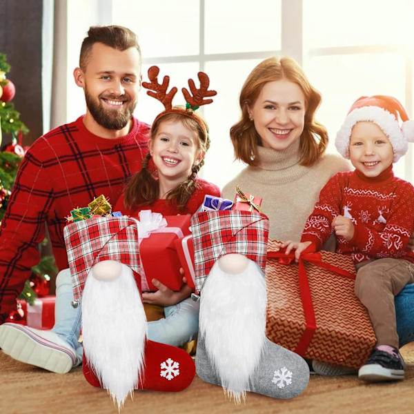2-pack 17 tum stora julstrumpor, 3D plysch tomte G