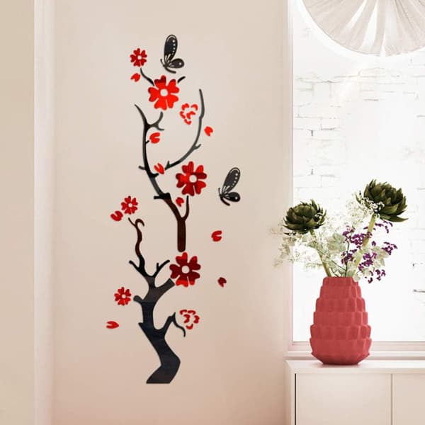 Plommonblomma 3D Akryl Väggsticker Nordisk Blomma DIY Väggstick