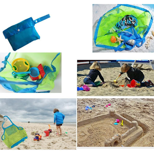 2 stk. Oversized Mesh Strandtaske til Børnelegetøj Svømmeudstyr Opbevaring