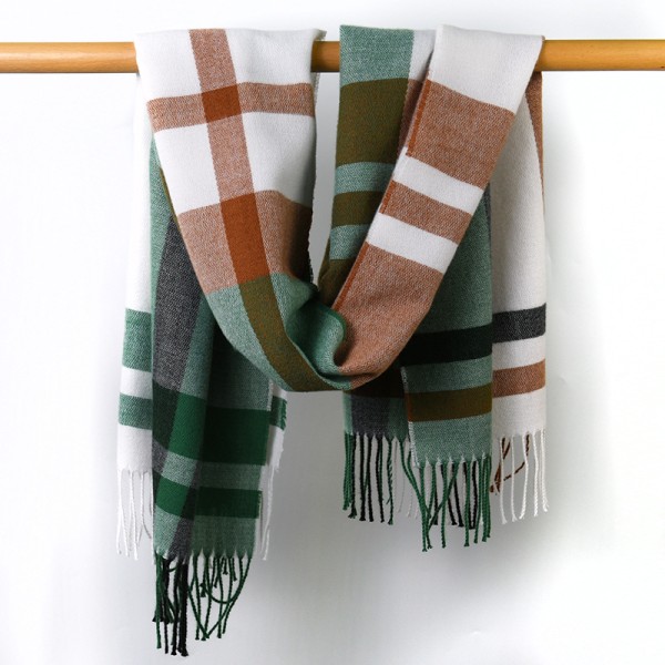 Vinter Tartan Tørkl Kvast Tryk Imitation Kasmir Tørkl Mode