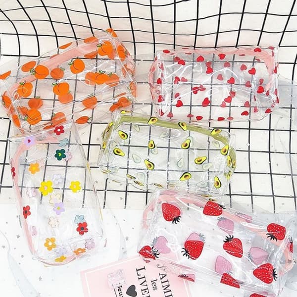 6PCS PVC Transparent Kosmetisk Väska Clear Makeup Väskor Resa Toile
