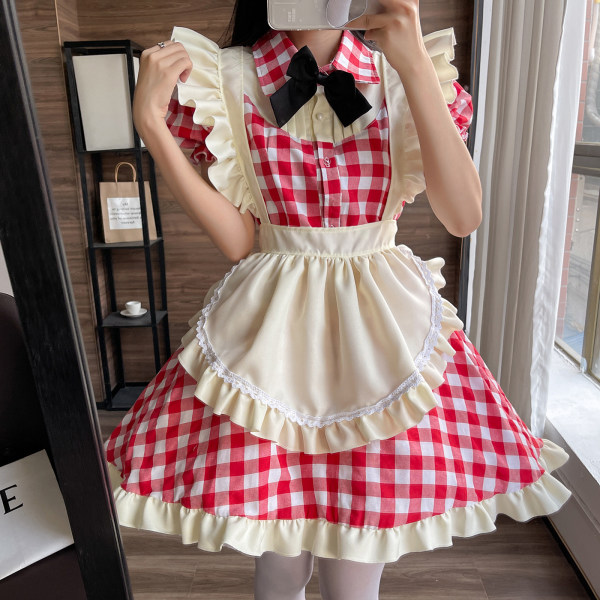 Kvinnor Flickor Söt Lolita Klänning Prinsessa Kort Kjol Cosplay Piga