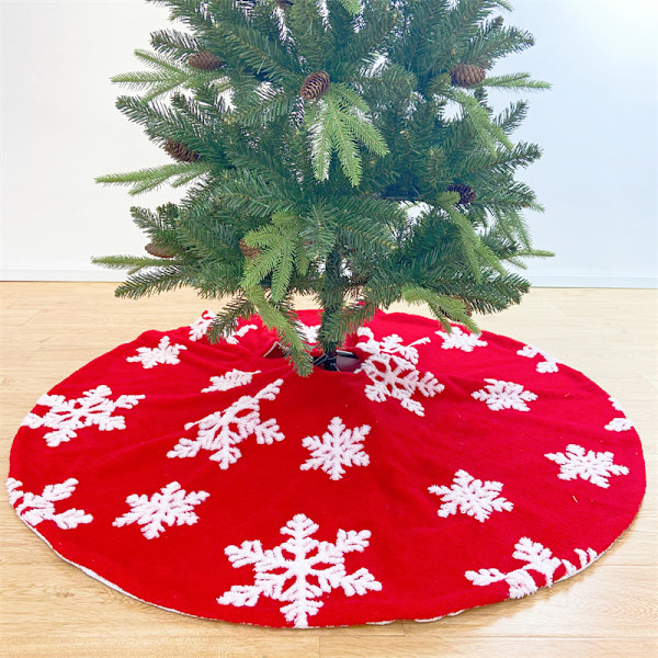 90cm Rød Juletræsskørt Dobbelt Lag Jacquard Cashmere Sn