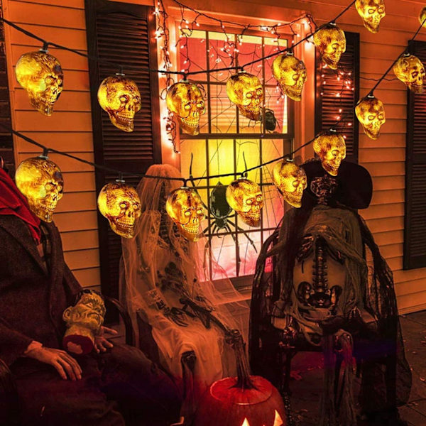 Halloween-lyskæde, Halloween LED-kranie-lyskæde, 3m -