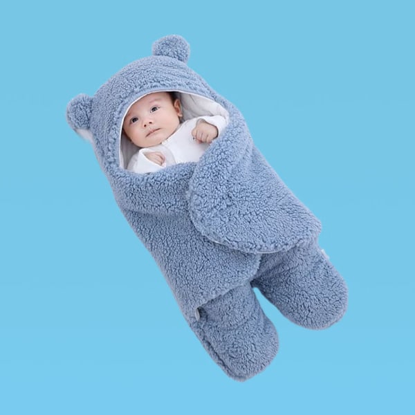 Warm Fleece Newborn Hooded Blanket with Legs for Stroller 3-6 Mo