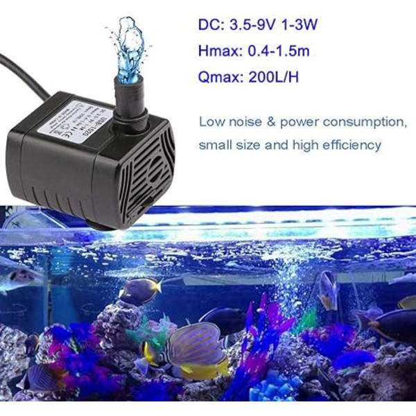 3.5-9V USB Mini sukelluspumppu, vaihto pumppu aqua