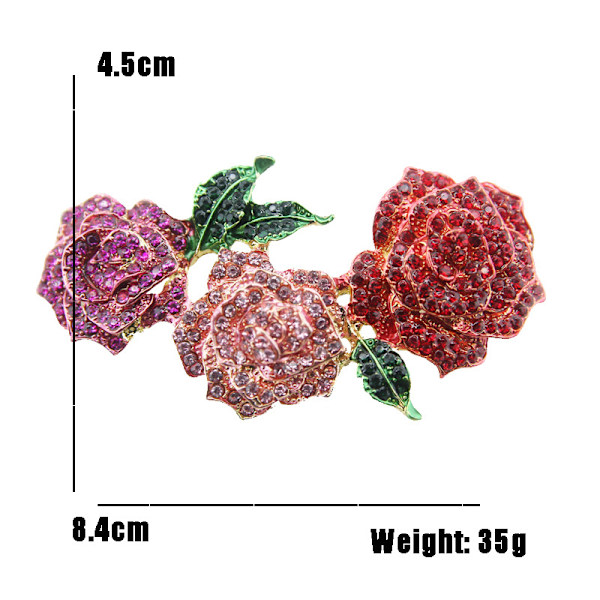 Rhinestone Rose Blomma Brosch för Kvinnor Bröllop Mode Smycken