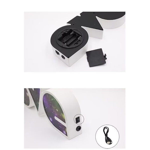 Kærlighedsbrev Model LED Natlys, Farverig Neon Skiltlys, USB/Batteridrevet, Perfekt til Hjemmedekoration/Soveværelse/Bar/Bryllup/Valentinsdag