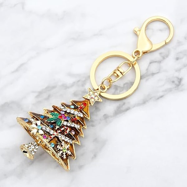 Grøn Rhinestone Nøglering Juletræ Nøglering Håndtaske Taske Ch