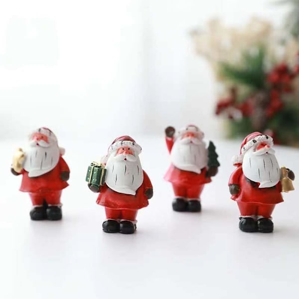 4 stk. Resin Julemand Bordplade Showcase Smuk Tegneserie Dukke Sce