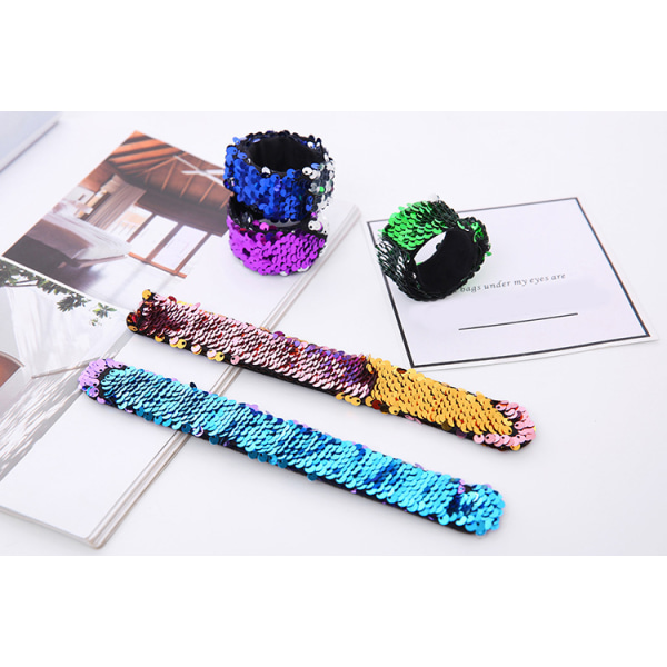 12 stk. (tilfeldige farger) Sequin Mermaid Armbånd 2-farget Reversib