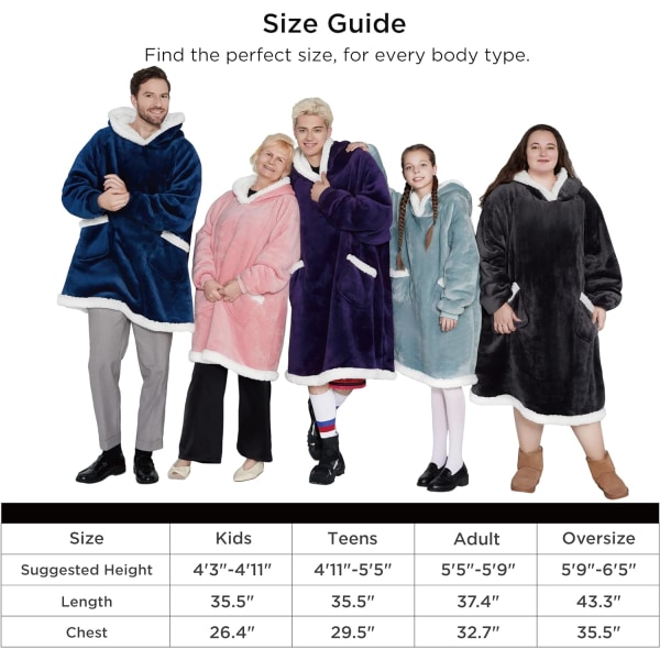 Bärbar hoodie - Sherpa Fleece Huvfilt för vuxen som present