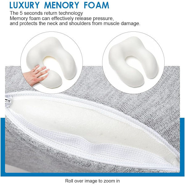 Rejsepude Memory Foam Nakkepude, Hudvenlig og Åndbar