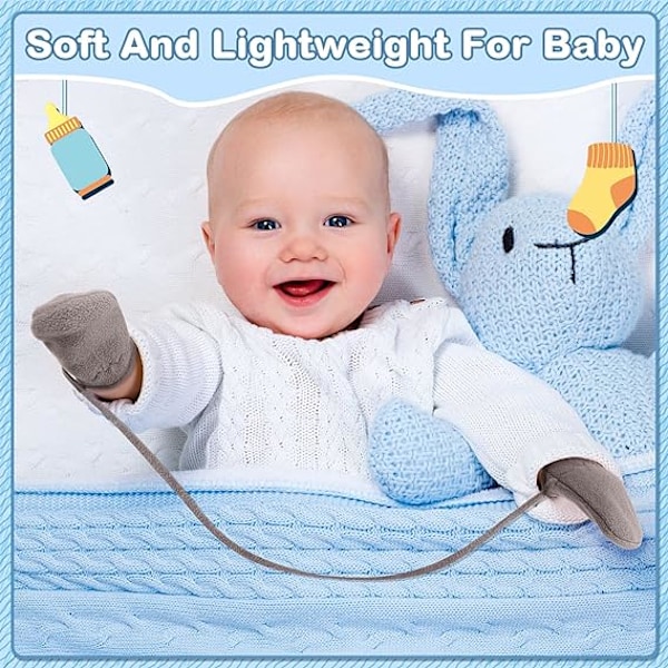 2 par baby fleece votter med snor småbarns varme hansker skrape