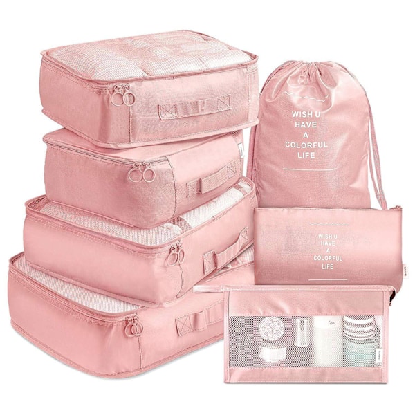 Travel Luggage Packing Organizer Set - Pink