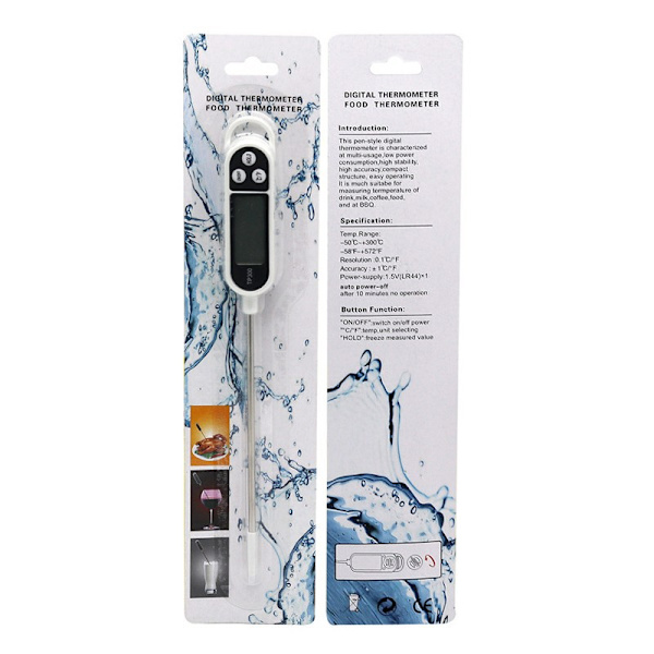 2-delad kökstermometer, digital termometer med lång sond