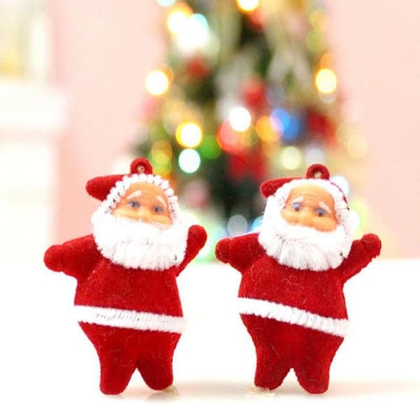 6 st juldekoration röd mini tomte snögubbe present jul