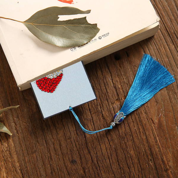 DIY Jultomteformad Diamantmålning Läder Bokmärke Tassel