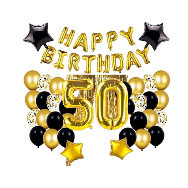 50-års födelsedagsdekorationer för män och kvinnor, vit guld 50-års födelsedag