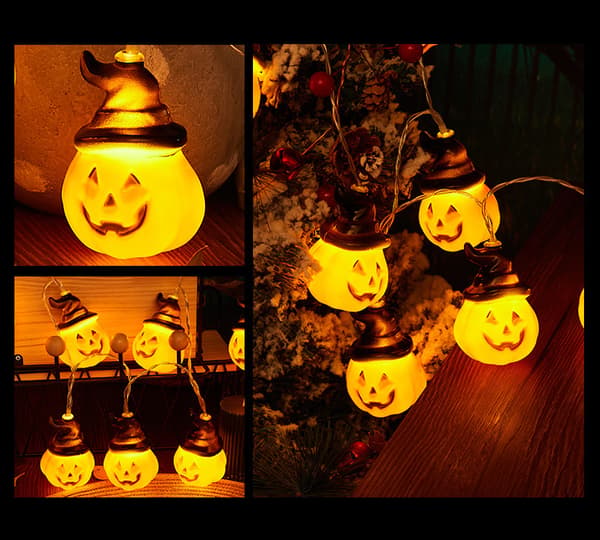 Halloween Wizard Pumpaformad LED-slingljus Dekoration Pro