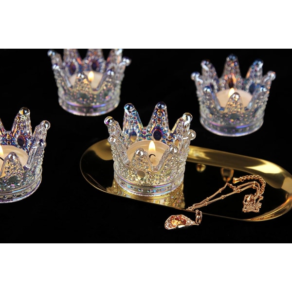 Set med 6 färgglada kronljusglas för värmeljus, för bröllop,